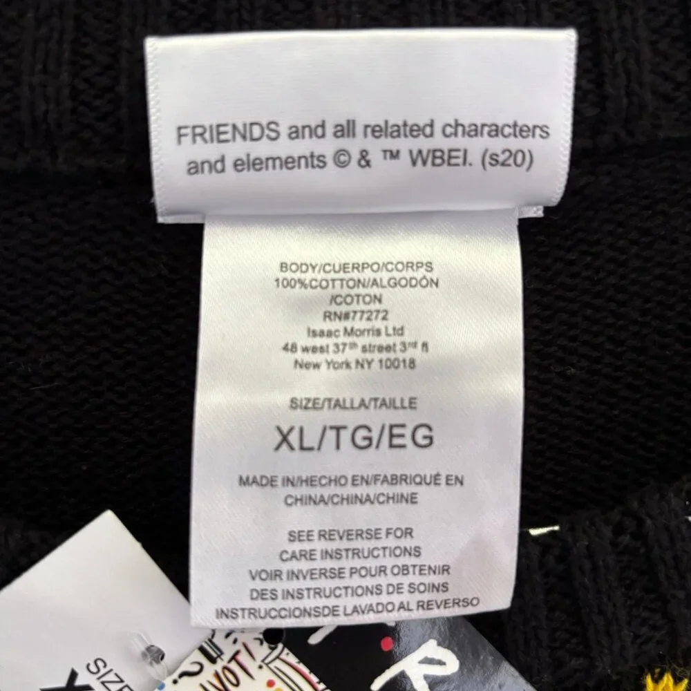 Ugly Christmas Sweater Friends TV Show Unisex Black Sweater Size XL Central Perk - Picture 6 of 8